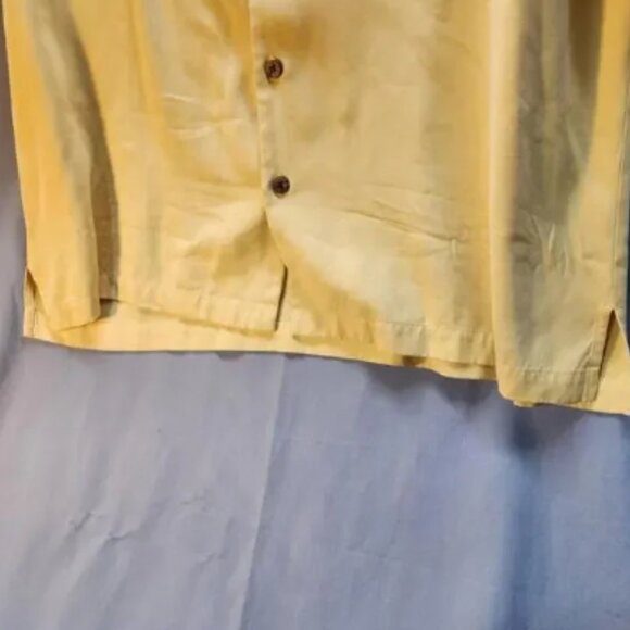Tommy Bahama Pale Yellow‎ 100% Silk Solid Hawaiian Shirt Size L - Picture 3 of 6